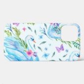 白鳥の湖、水色かわいいシームレスなパターン。 Case-Mate iPhoneケース (裏面 (横))