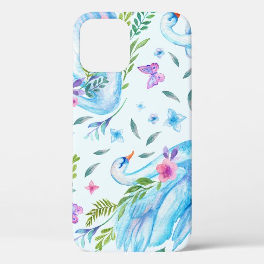 白鳥の湖、水色かわいいシームレスなパターン。 Case-Mate iPhoneケース (裏面)