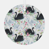 白鳥の湖：水色パステルパターン。 ガラスオーナメント (裏面)