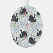 白鳥の湖：水色パステルパターン。 ガラスオーナメント (正面右)