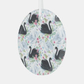 白鳥の湖：水色パステルパターン。 ガラスオーナメント (正面左)