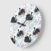 白鳥の湖:水色パステルパターン。 ラージ壁時計 (傾斜)