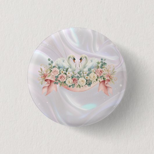 白鳥の結婚式用ナプキン 缶バッジ (正面)