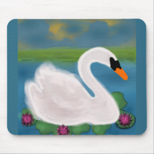 白鳥の絵が描かれたマウスパッド マウスパッド