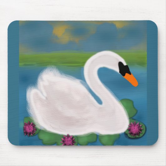 白鳥の絵が描かれたマウスパッド マウスパッド (正面)