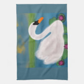 白鳥の絵のハンドタオル キッチンタオル (縦)