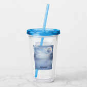 白鳥の美しい青飛んでいるい空 アクリルタンブラー (裏面)