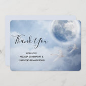 白鳥の美しい青飛んでいるい空 サンキューカード (正面/裏面)