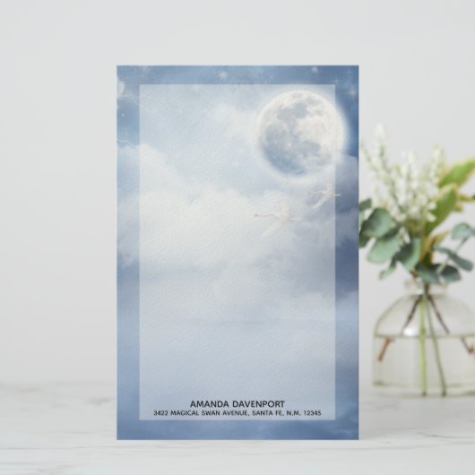 白鳥の美しい青飛んでいるい空 便箋 (スタンド正面)