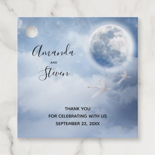 白鳥の美しい飛んでいる青い空結婚 フェイバータグ (正面)