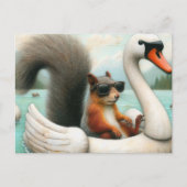 白鳥の花にかわいいリス ポストカード (正面)