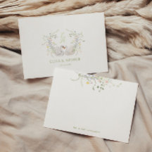 白鳥の花のモノグラムの紋章の結婚式