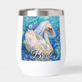 白鳥の花嫁w/ヴェールオンウォーターブルーパーソナライズされたホワイト (背面)