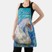 白鳥の花嫁w/ヴェールオンウォーターブルーパーソナライズされたホワイト エプロン (インサイチュ)