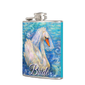 白鳥の花嫁w/ヴェールオンウォーターブルーパーソナライズされたホワイト フラスク (左)