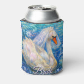 白鳥の花嫁w/ヴェールオンウォーターブルーパーソナライズされたホワイト 缶クーラー (缶裏面)