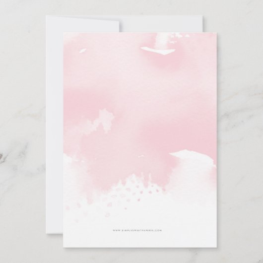 白鳥の誕生日パーティーピかわいらしーエレガント金ゴールド淡い色のピンク 招待状 (裏面)