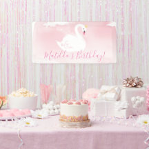 白鳥の誕生日パーティーピかわいらしーエレガント金ゴールド淡い色のピンク