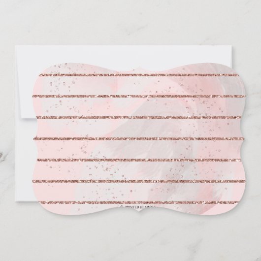 白鳥の誕生日 |グレーとバラ金ゴールドグリッター 招待状 (裏面)