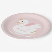 白鳥の赤ちゃんガーリーシャワーピンクのアクアかわいエレガント ペーパープレート (アングル)