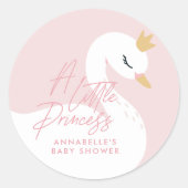 白鳥の赤ちゃんガーリーシャワーピンクのアクアかわいエレガント ラウンドシール (正面)