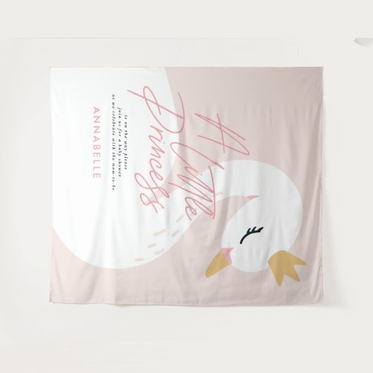 白鳥の赤ちゃんガーリーシャワーピンクアクアカエレガントウト タペストリー (正面(横))