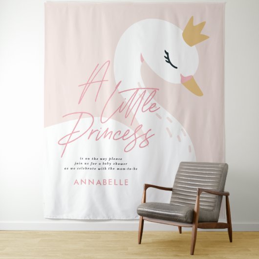 白鳥の赤ちゃんガーリーシャワーピンクアクアカエレガントウト タペストリー (インサイチュ)