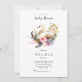 白鳥の赤ちゃんシャワーの美しい招待状 招待状 (正面)