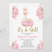 白鳥の赤ちゃんシャワーガール 招待状 (正面/裏面)