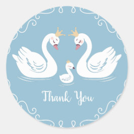 白鳥の赤ちゃんシャワーバードとクラウンコーエッドブルー ラウンドシール