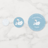 白鳥の赤ちゃんシャワーバードとクラウンテーマブルー コンフェッティ (正面)