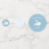 白鳥の赤ちゃんシャワーバードとクラウンテーマブルー コンフェッティ (裏面)