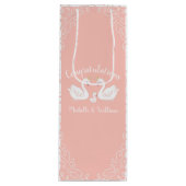 白鳥の赤ちゃんシャワーバードと王冠の共同編ピーチ ワインギフトバッグ (正面)