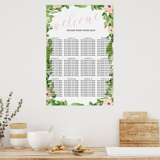 白鳥の赤ちゃんシャワー座席表 |ピンク ポスター (キッチン)