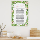 白鳥の赤ちゃんシャワー座席表 |ピンク ポスター (キッチン)