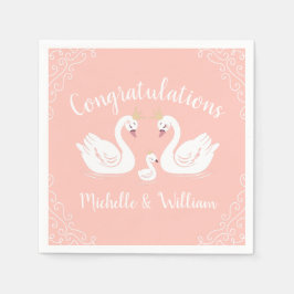白鳥の赤ちゃんシャワー スタンダードカクテルナプキン