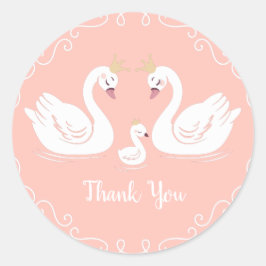 白鳥の赤ちゃんシャワー ラウンドシール