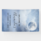 白鳥の赤ちゃん飛んでいるシャワーと美しい青空 横断幕 (横)