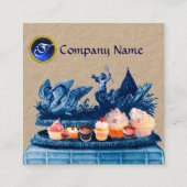 白鳥の青い戦車、カップケーキとペストリークラフト スクエア名刺 (裏面)