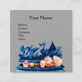 白鳥の青い戦車,カップケーキ,ペストリーグレー紙 スクエア名刺 (正面)