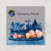 白鳥の青い戦車,カップケーキ,ペストリーグレー紙 スクエア名刺 (裏面)