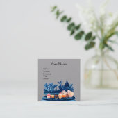 白鳥の青い戦車,カップケーキ,ペストリーグレー紙 スクエア名刺 (スタンド正面)