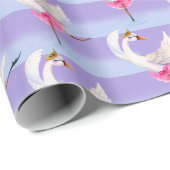 白鳥の鳥のパターン白い芸術紙 ラッピングペーパー (ロールコーナー)