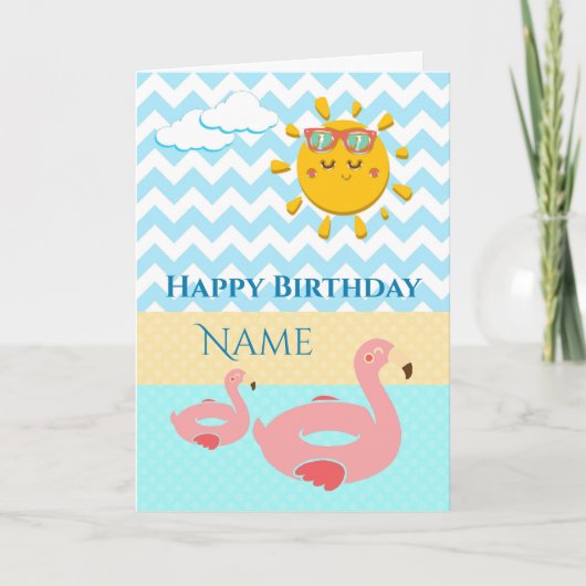 白鳥は水に浮く誕生日 カード (正面)