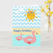 白鳥は水の誕生日カードに浮く カード (黄色い花)