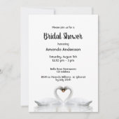 白鳥は白いブライダルシャワーの招待を愛する 招待状 (正面)