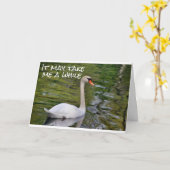 白鳥は「今行く」と言う**ハッピーバースデー** カード (黄色い花)