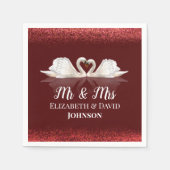 白鳥をテーマにしたブルゴーニュ結婚ー スタンダードカクテルナプキン (正面)