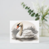 白鳥を水中でミュート ポストカード (スタンド正面)
