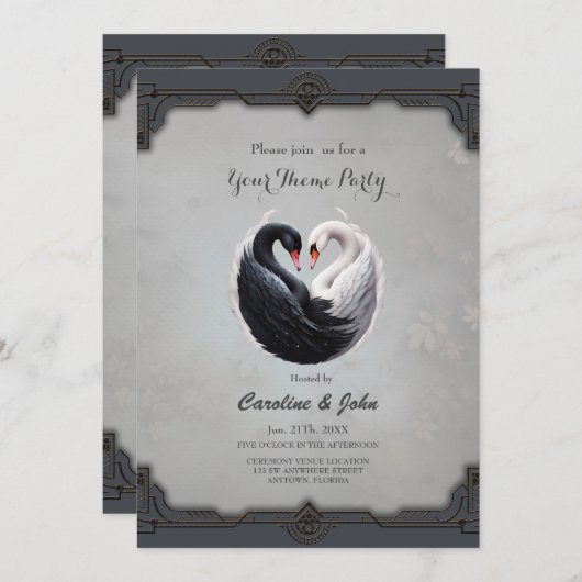 白鳥エレガントが一緒にハートを探す。 招待状 (正面/裏面)
